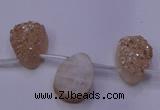 CAG7971 Top drilled 13*18mm flat teardrop plated white druzy agate beads