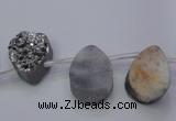 CAG7972 Top drilled 13*18mm flat teardrop plated white druzy agate beads