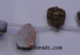 CAG7973 Top drilled 13*18mm flat teardrop plated white druzy agate beads