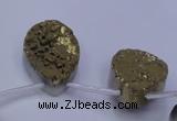 CAG7980 Top drilled 18*25mm flat teardrop plated white druzy agate beads