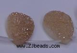 CAG7982 Top drilled 22*30mm flat teardrop plated white druzy agate beads
