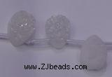 CAG8100 Top drilled 10*14mm teardrop white plated druzy agate beads