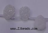 CAG8110 Top drilled 12*16mm teardrop white plated druzy agate beads