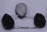 CAG8117 Top drilled 12*16mm teardrop black plated druzy agate beads