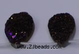 CAG8125 Top drilled 15*20mm teardrop purple plated druzy agate beads