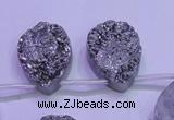 CAG8132 Top drilled 18*25mm teardrop silver plated druzy agate beads