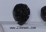 CAG8137 Top drilled 18*25mm teardrop black plated druzy agate beads