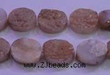 CAG8151 7.5 inches 10*14mm oval champagne plated druzy agate beads