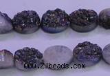 CAG8154 7.5 inches 10*14mm oval rainbow plated druzy agate beads