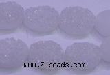 CAG8160 7.5 inches 12*16mm oval white plated druzy agate beads