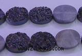 CAG8165 7.5 inches 12*16mm oval purple plated druzy agate beads