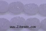 CAG8170 7.5 inches 13*18mm oval white plated druzy agate beads
