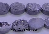 CAG8172 7.5 inches 13*18mm oval silver plated druzy agate beads