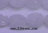 CAG8180 7.5 inches 15*20mm oval white plated druzy agate beads