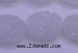 CAG8190 7.5 inches 18*25mm oval white plated druzy agate beads