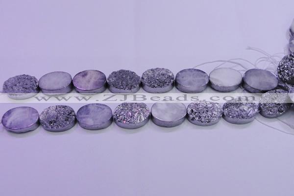 CAG8192 7.5 inches 18*25mm oval silver plated druzy agate beads