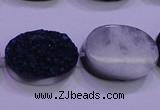 CAG8196 7.5 inches 18*25mm oval blue plated druzy agate beads