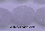CAG8200 7.5 inches 20*30mm oval white plated druzy agate beads