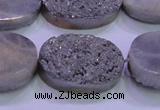 CAG8202 7.5 inches 20*30mm oval silver plated druzy agate beads