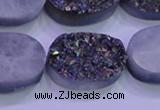 CAG8204 7.5 inches 20*30mm oval rainbow plated druzy agate beads