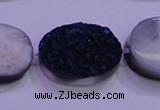 CAG8206 7.5 inches 20*30mm oval blue plated druzy agate beads