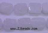 CAG8210 Top drilled 10*14mm rectangle white plated druzy agate beads