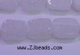 CAG8220 Top drilled 12*16mm rectangle white plated druzy agate beads