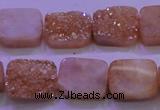 CAG8221 Top drilled 12*16mm rectangle champagne plated druzy agate beads