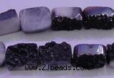 CAG8227 Top drilled 12*16mm rectangle black plated druzy agate beads