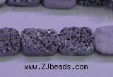 CAG8232 Top drilled 13*18mm rectangle silver plated druzy agate beads