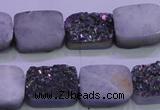 CAG8234 Top drilled 13*18mm rectangle rainbow plated druzy agate beads