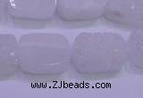 CAG8240 Top drilled 15*20mm rectangle white plated druzy agate beads