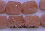 CAG8241 Top drilled 15*20mm rectangle champagne plated druzy agate beads