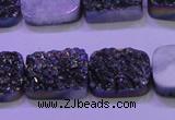 CAG8244 Top drilled 15*20mm rectangle rainbow plated druzy agate beads