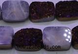 CAG8245 Top drilled 15*20mm rectangle purple plated druzy agate beads