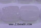 CAG8250 Top drilled 18*25mm rectangle white plated druzy agate beads