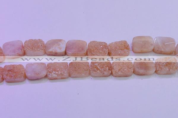 CAG8251 Top drilled 18*25mm rectangle champagne plated druzy agate beads