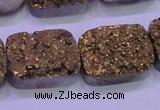 CAG8253 Top drilled 18*25mm rectangle glod plated druzy agate beads