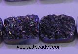 CAG8254 Top drilled 18*25mm rectangle rainbow plated druzy agate beads