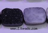 CAG8257 Top drilled 18*25mm rectangle black plated druzy agate beads