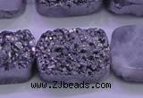 CAG8262 Top drilled 20*30mm rectangle silver plated druzy agate beads