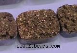 CAG8263 Top drilled 20*30mm rectangle glod plated druzy agate beads