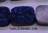 CAG8266 Top drilled 20*30mm rectangle blue plated druzy agate beads