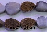 CAG8273 7.5 inches 10*14mm teardrop gold plated druzy agate beads