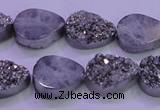 CAG8282 7.5 inches 12*16mm teardrop silver plated druzy agate beads