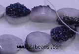 CAG8286 7.5 inches 12*16mm teardrop blue plated druzy agate beads