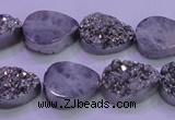 CAG8292 7.5 inches 13*18mm teardrop silver plated druzy agate beads