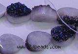 CAG8296 7.5 inches 13*18mm teardrop blue plated druzy agate beads