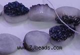 CAG8306 7.5 inches 15*20mm teardrop blue plated druzy agate beads