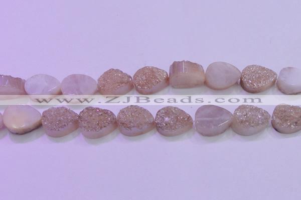 CAG8311 7.5 inches 18*25mm teardrop champagne plated druzy agate beads